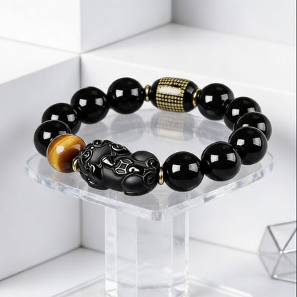 8A Black Obsidian & Royal PiXiu Alignment Bracelet