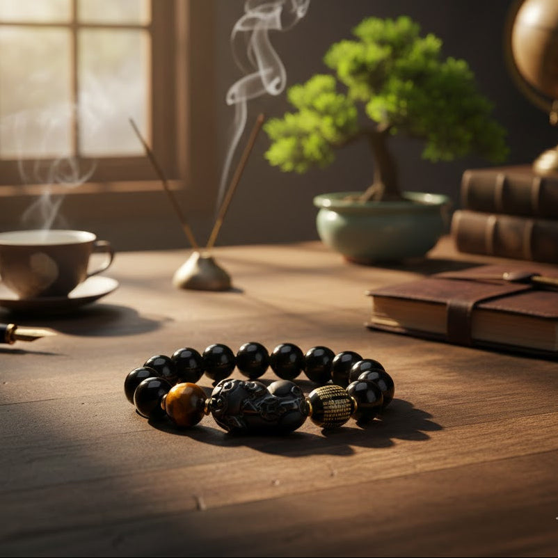 8A Black Obsidian & Royal PiXiu Alignment Bracelet