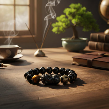 8A Black Obsidian & Royal PiXiu Alignment Bracelet