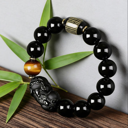 8A Black Obsidian & Royal PiXiu Alignment Bracelet